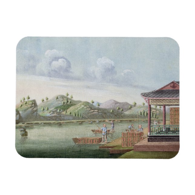 Transporting crates of tea (w/c on paper) magnet (Horizontal)