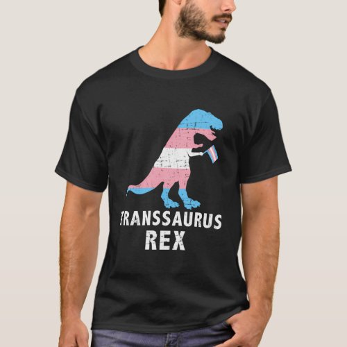Transsaurus Rex Dinosaur In Transgender Flag For T T_Shirt