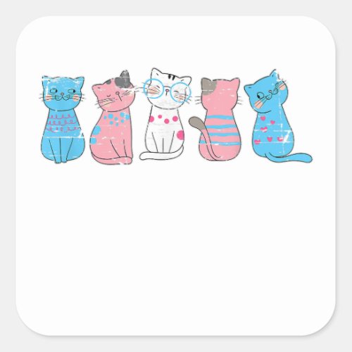 Transsexuality Cat Animal Lover Gift Trans Pride T Square Sticker