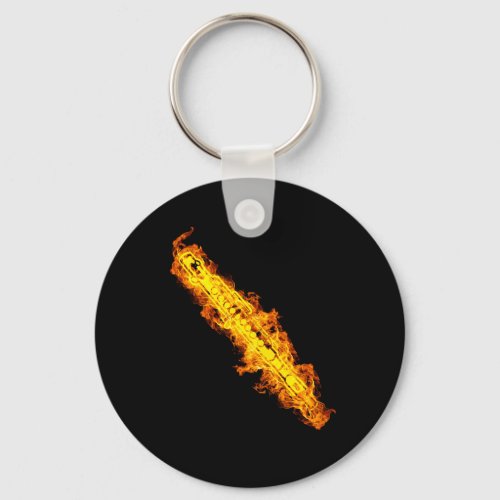 Transverse Flute On Fire Flute Lover Gift Idea Keychain