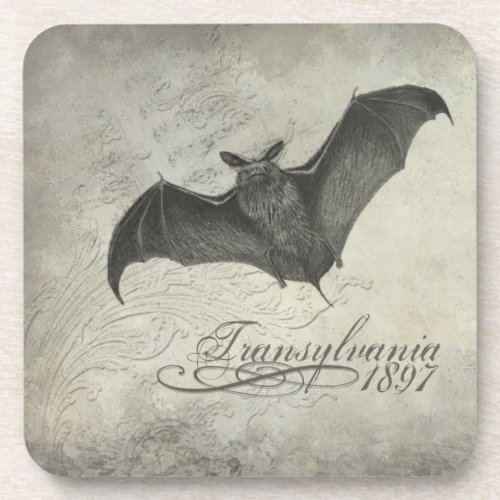Transylvania 1897 Bat Collage Coasters Halloween