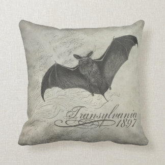 Transylvania 1897 Bat Collage Pillow Halloween