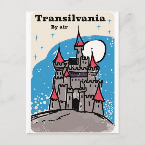 Transylvania Castle vintage travel poster Postcard