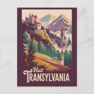 Transylvania Landscape Illustration Travel Art Postcard