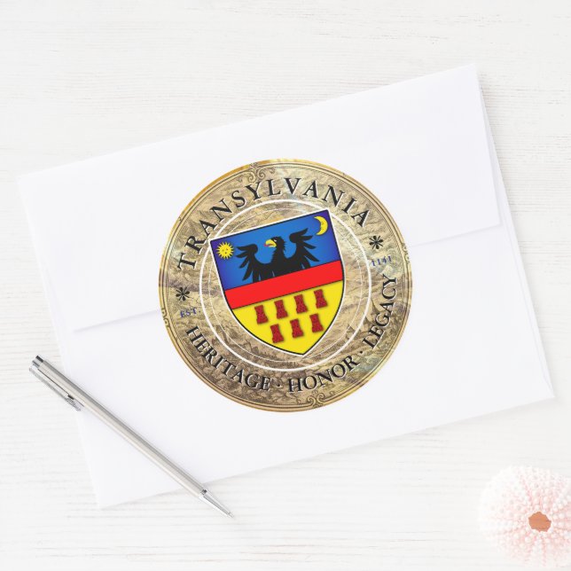 Transylvanian Saxons Crest Classic Round Sticker (Envelope)