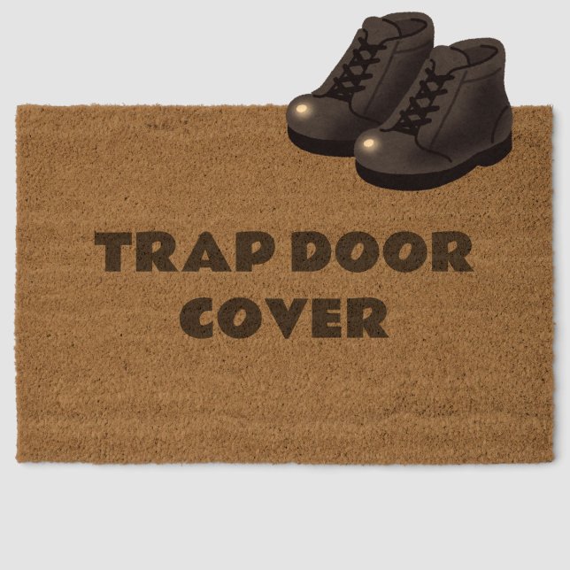 TRAP DOOR COVER Funny Introvert Antisocial Modern Fiber Doormat (A funny doormat for introverts and the antisocial!)