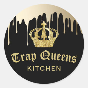 Trap Queens Kitchen Modern Black & Gold Restaurant Classic Round Sticker