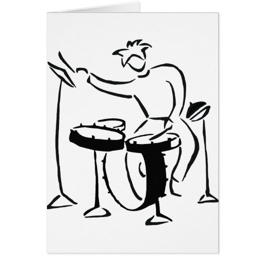 Trap set drummer abstract bw sketch design cards (Front)
