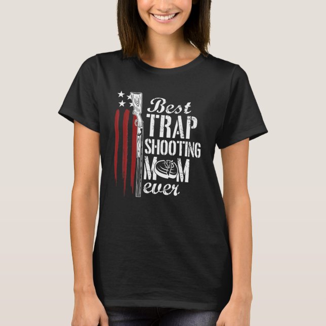 Trap Shooting Mom Gun Rights American Flag Mother' T-Shirt (Front)