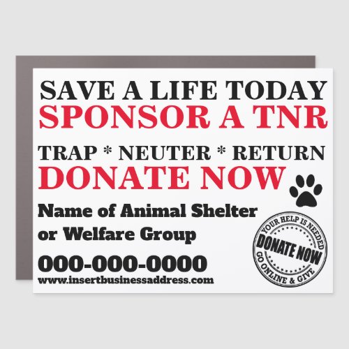 Trap Spay Return TNR feral cat charity donate now Car Magnet