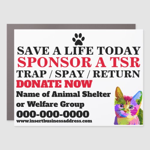 Trap Spay Return TNR feral cat illustration animal Car Magnet