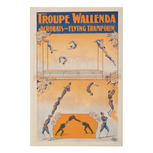 Trapeze Acrobats And Flying Trampolin Faux Canvas Print