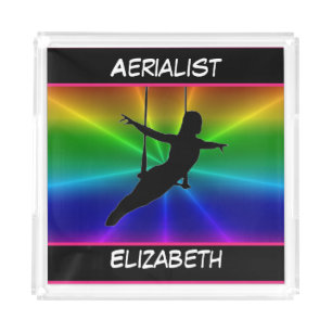 Trapeze Aerialist Rainbow Burst Acrylic Tray