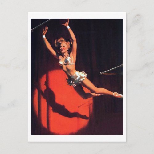 Trapeze Pin Up Postcard