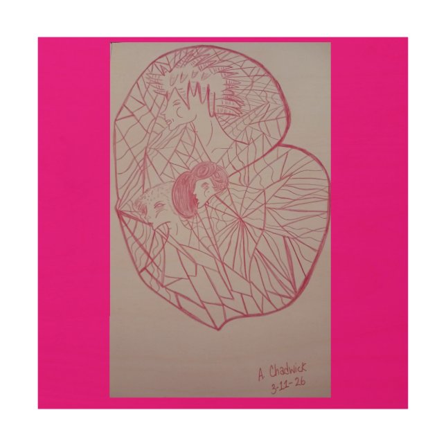Trapped in a Butterfly's Webbed Wing Wood Wall Art (Front)