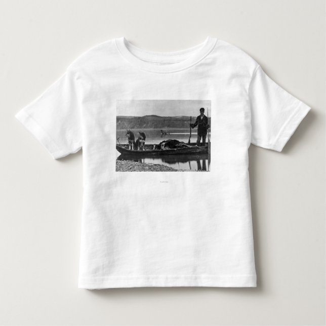 Trapper in Canoe with Hides and Dogs Alaska Toddler T-shirt (Front)