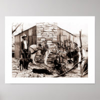 Trappers and their cabin, USA