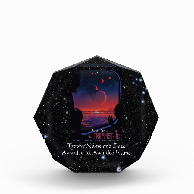 TRAPPIST-1 System Planet 1e retro space tourism ad Acrylic Award (Front)