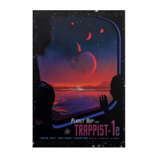 TRAPPIST-1 System Planet 1e retro space tourism ad Acrylic Print