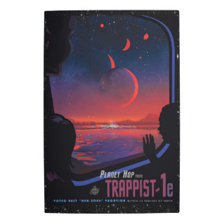 TRAPPIST-1 System Planet 1e retro space tourism ad Metal Print