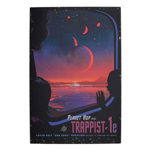 TRAPPIST_1 System Planet 1e retro space tourism ad Metal Print
