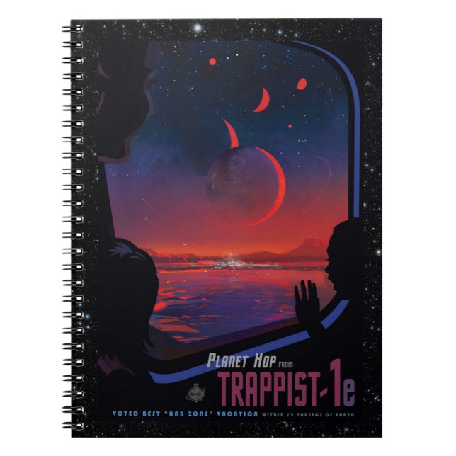 Trappist-1 System Planet 1e retro space tourism ad Notebook (Front)