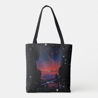 TRAPPIST-1 System Planet 1e retro space tourism ad Tote Bag