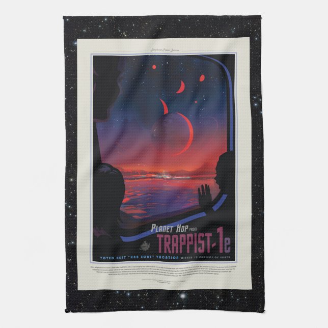 TRAPPIST-1 System Planet 1e retro space tourism ad Towel (Vertical)