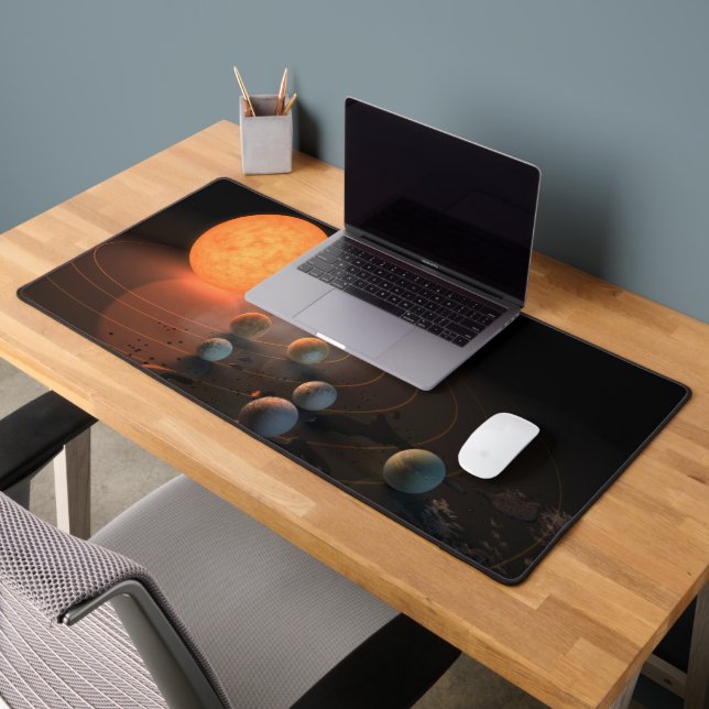 Trappist-1's Seven Planets In Orbit Around Star. Desk Mat (Office 2)