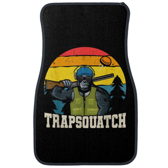 Trapsquatch Bigfoot Funny Clay Trap Shooting Men Car Floor Mat (Front)