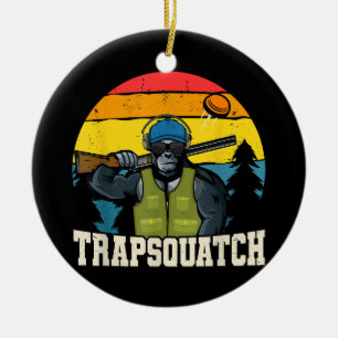Trapsquatch Bigfoot Funny Clay Trap Shooting Men Ceramic Ornament