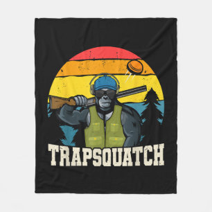 Trapsquatch Bigfoot Funny Clay Trap Shooting Men Fleece Blanket