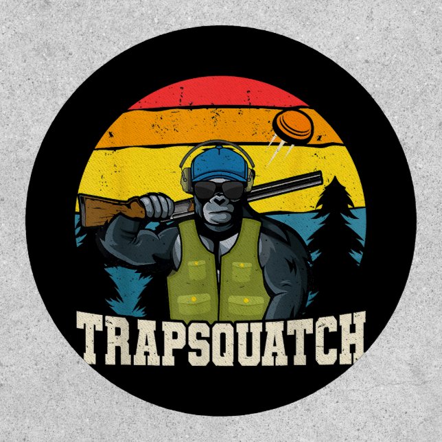 Trapsquatch Bigfoot Funny Clay Trap Shooting Men Patch (Front)