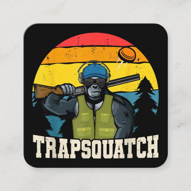 Trapsquatch Bigfoot Funny Clay Trap Shooting Men Square Business Card (Front)