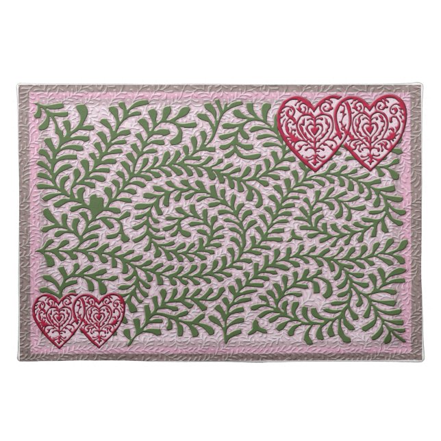 Trapunto Hearts Placemat (Front)