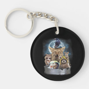 Trash Animals Howling at the Moon Funny Team Trash Keychain
