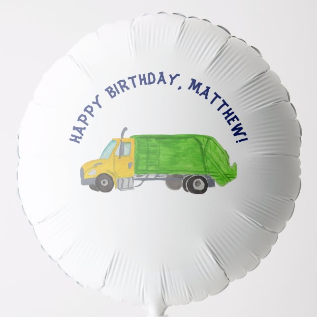 Trash Bash Garbage Trucks Boys Birthday Party Balloon (Front)