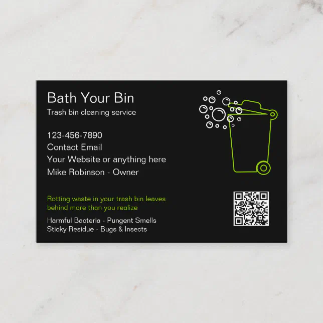 Trash Bin Cleaning Business Cards | Zazzle