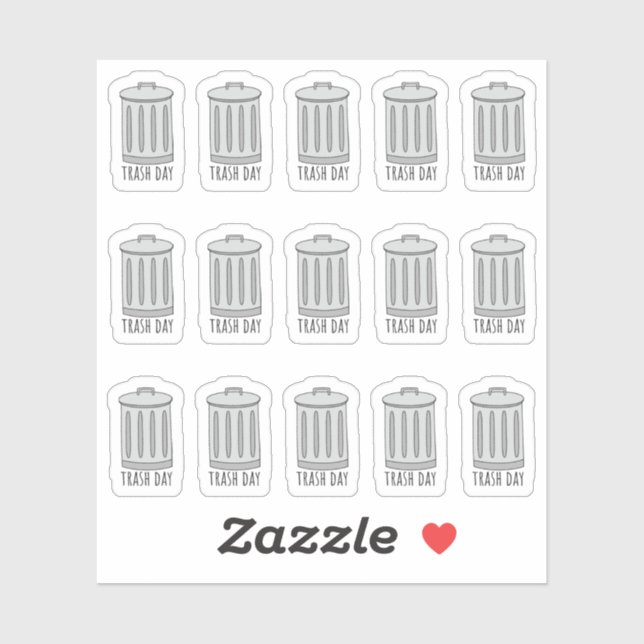 Trash Bin Day Garbage Tracker Mini Bujo Planner Sticker (Sheet)