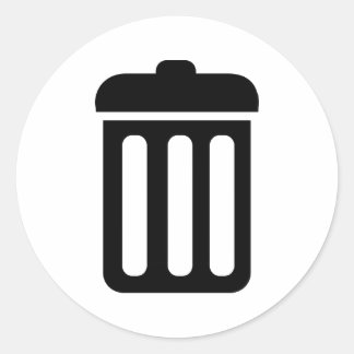 Trash bin symbol classic round sticker