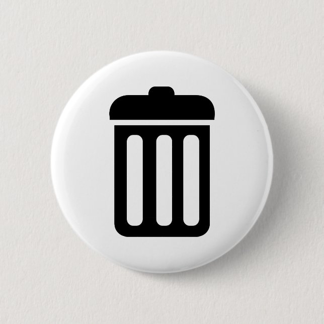 Trash bin symbol pinback button (Front)