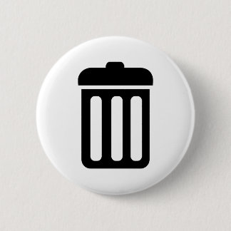 Trash bin symbol pinback button