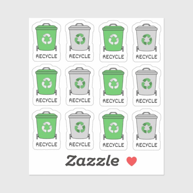 Trash Bins Recycling Icons Garbage Bujo Planner Sticker (Sheet)
