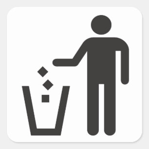 Trash box square sticker