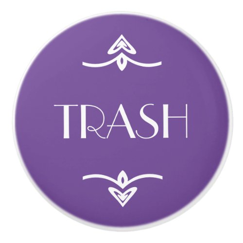 Trash Cabinet Knob White on Purple