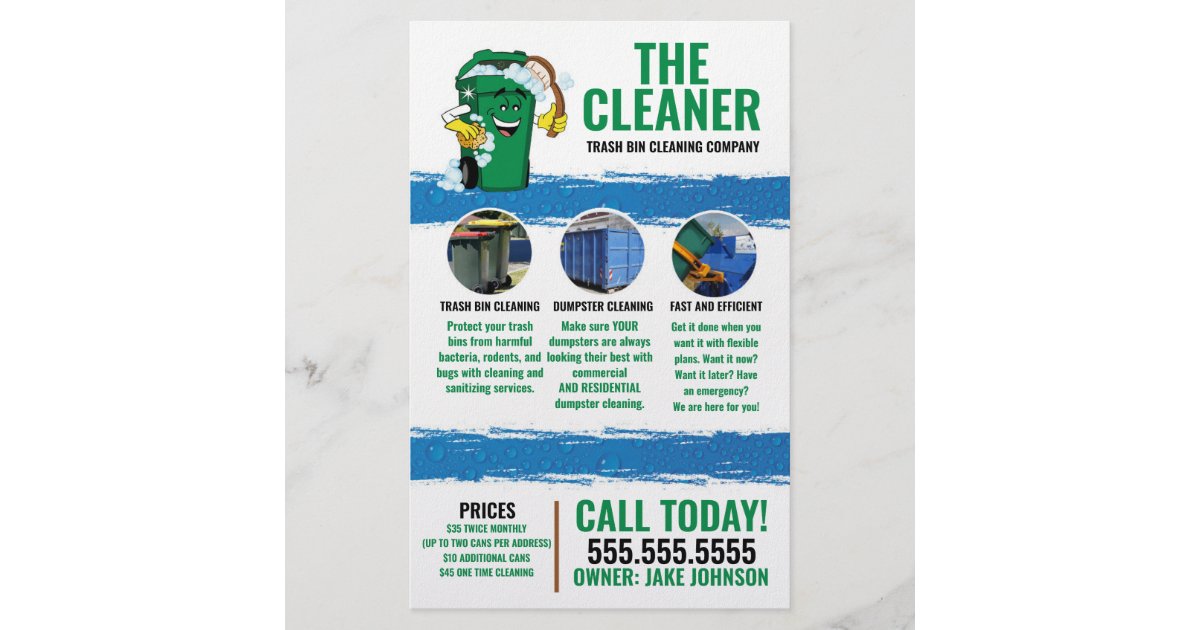Trash Can Cleaning Service Flyer Zazzle Trash Can Cleaning Service Flyer Zazzle