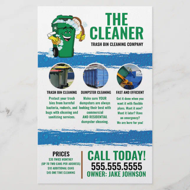 Trash Can Cleaning Service Flyer Zazzle