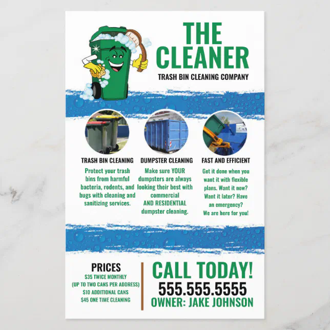 Trash Can Cleaning Service Flyer | Zazzle