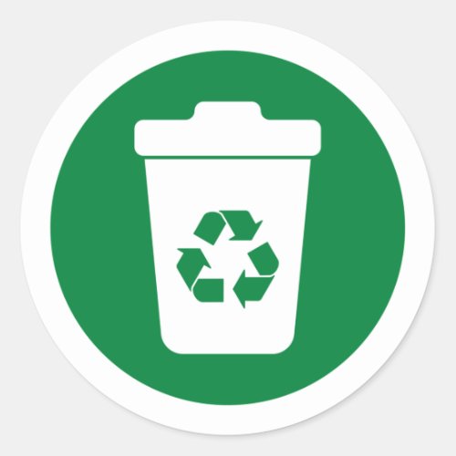 Trash Can green Classic Round Sticker