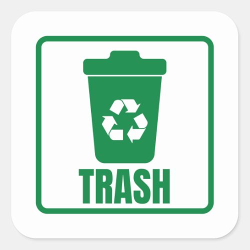 Trash Can green Classic  Square Sticker
